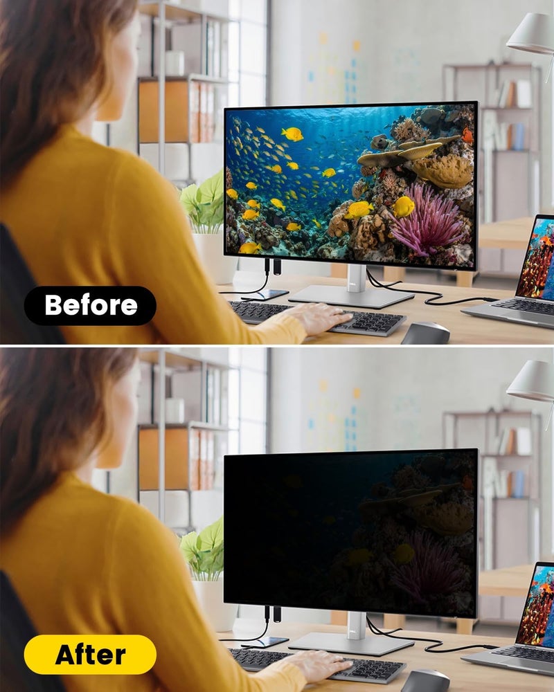 FFORITO 23 Inch 16:9 360°Privacy Screen Protector for Computer Monitor, Removable Eye Protection Anti Blue Light Anti Glare Computer Screen Privacy Shield for 23" Widescreen Monitors - Image 4